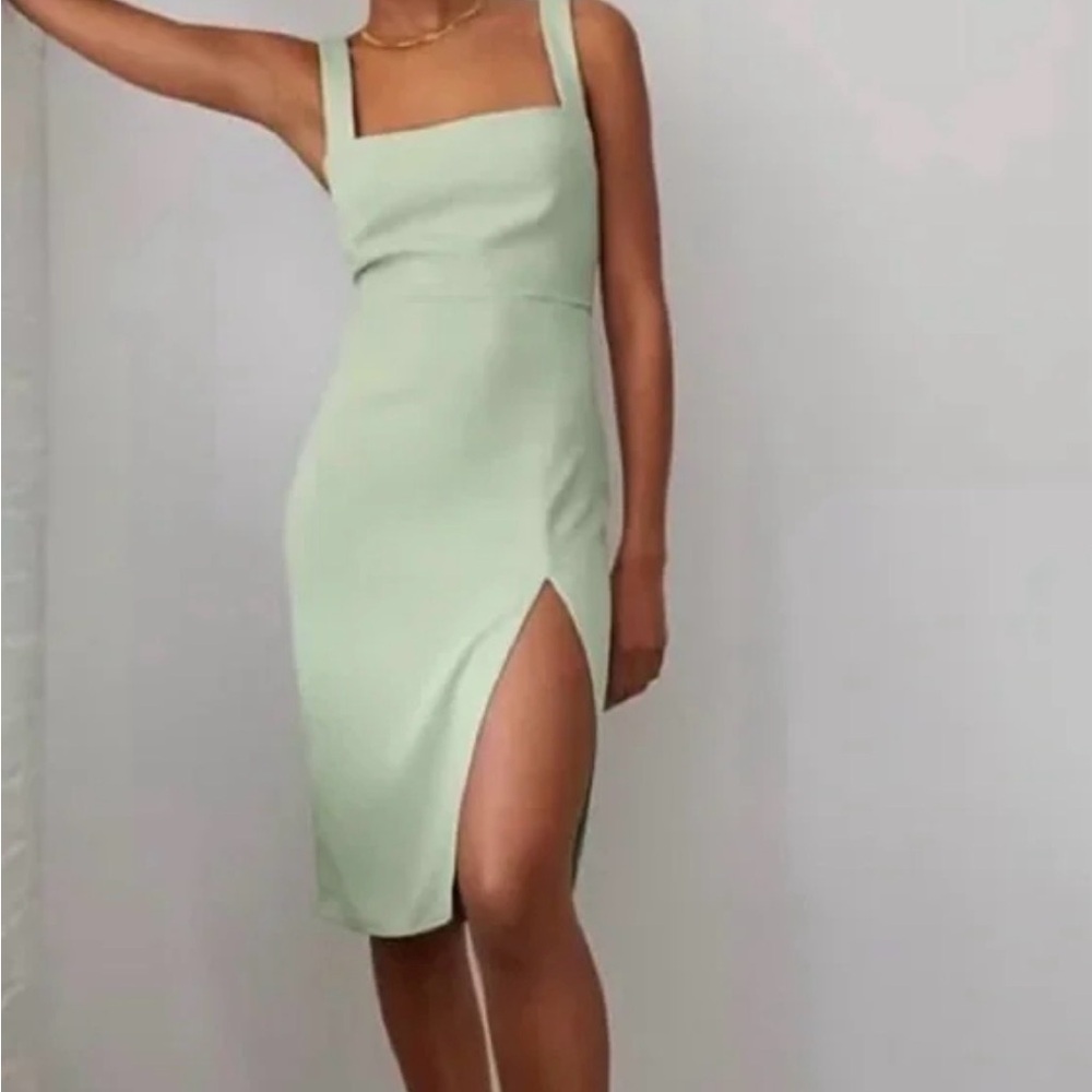 Aritzia Babaton Light Green 90’s Slit Midi Dress